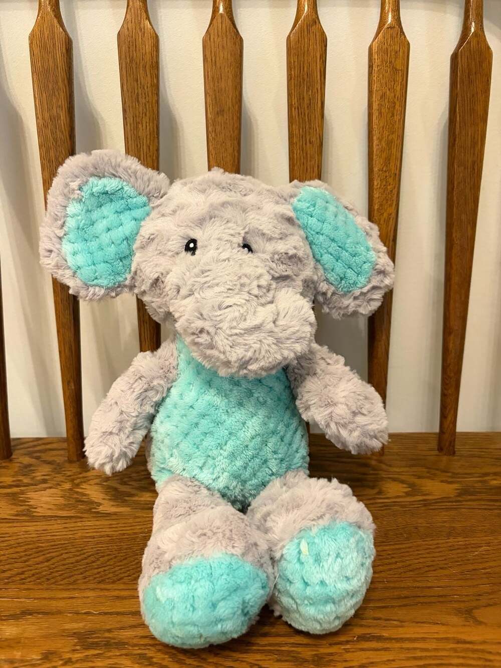 Spark Create Imagine Gray Aqua Elephant Crinkle Rattle Plush Stuffed Animal Toy
